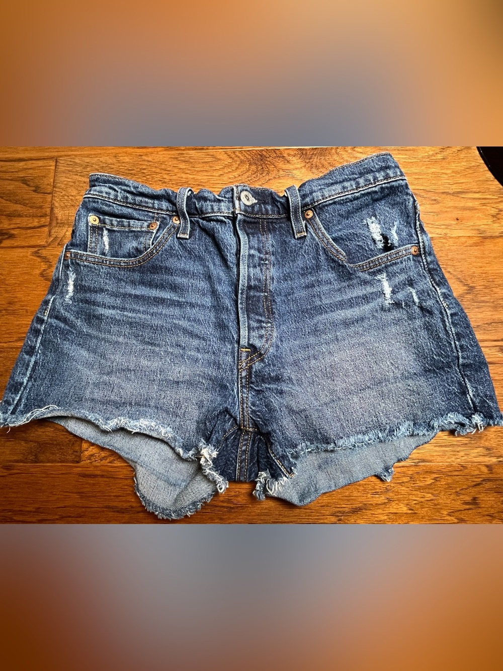 Levi's Distressed Blue Denim‎ Cutoff Shorts